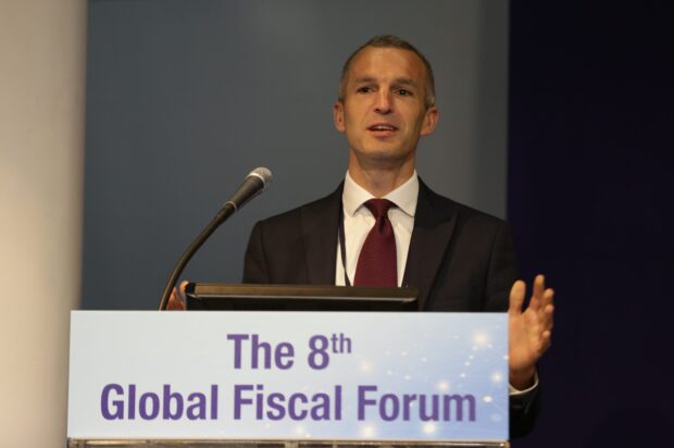 Chris Webber, the head of the Open Innovation Team, speaking at the 8th Global Fiscal Forum in Seoul, Korea.